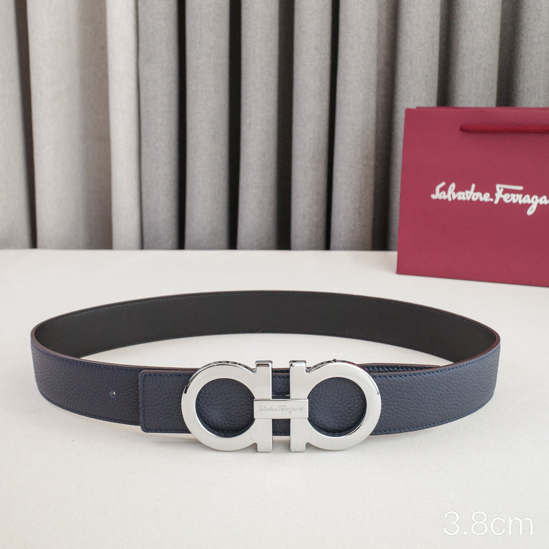 FERRAGAMO - 3.8cm Large 8-letter silver button with lychee grain