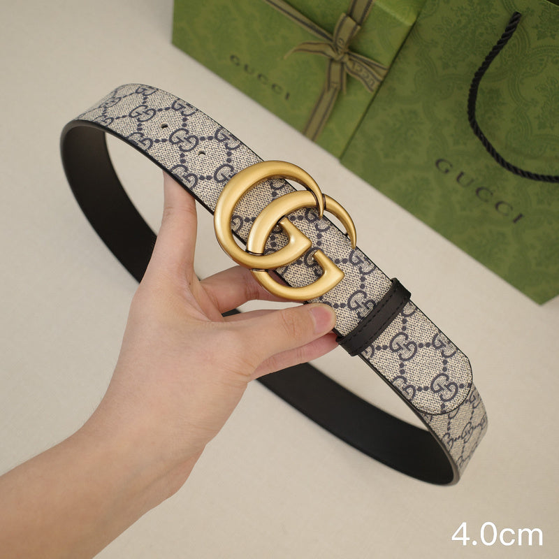 Gucci - 4.0cm G Classic - Supreme Canvas Gold Buckle ZSB4018g