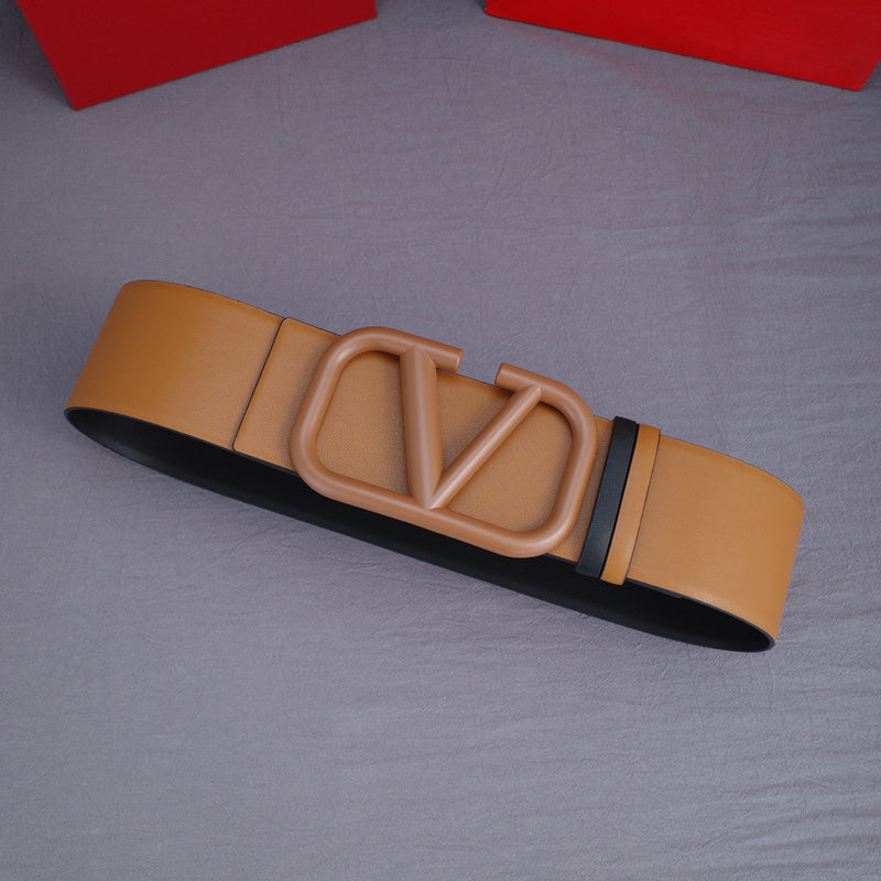 Valentino - Big V button - 7.0cm brown buckle