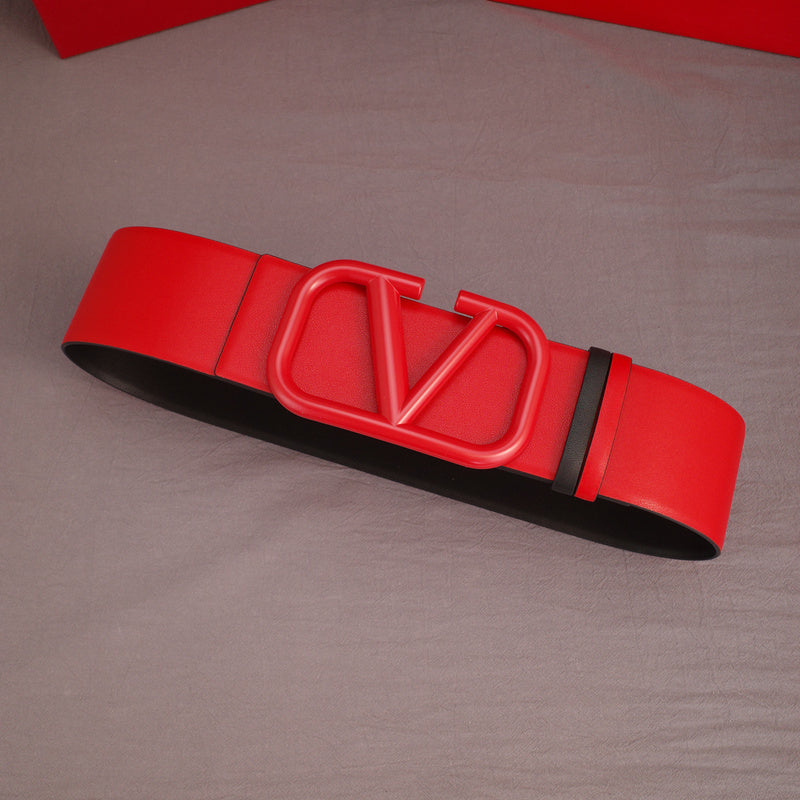 Valentino - Big V button - 7.0cm red belt buckle