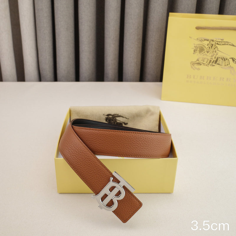 Burberry - 3.4cm - TB Brown lychee grain