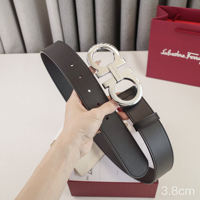 FERRAGAMO - 3.8cm Big 8-sided shape - Plain edge plain weave
