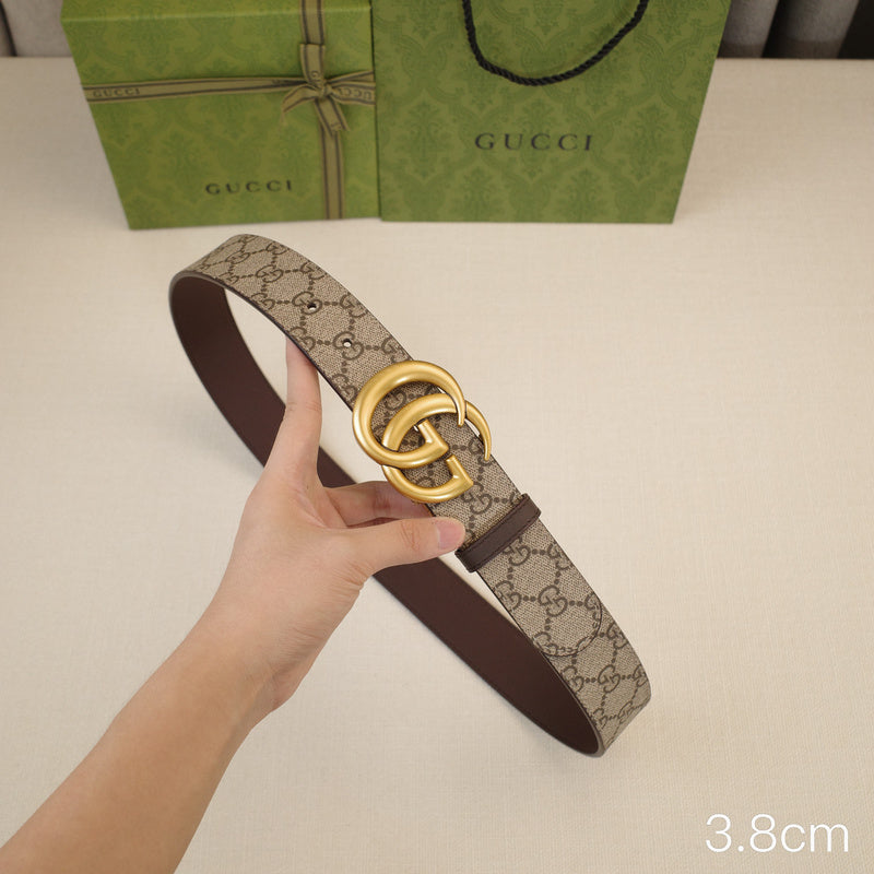 Gucci - 3.8cm G Golden belt buckle - Supreme canvas double-sided 3801g