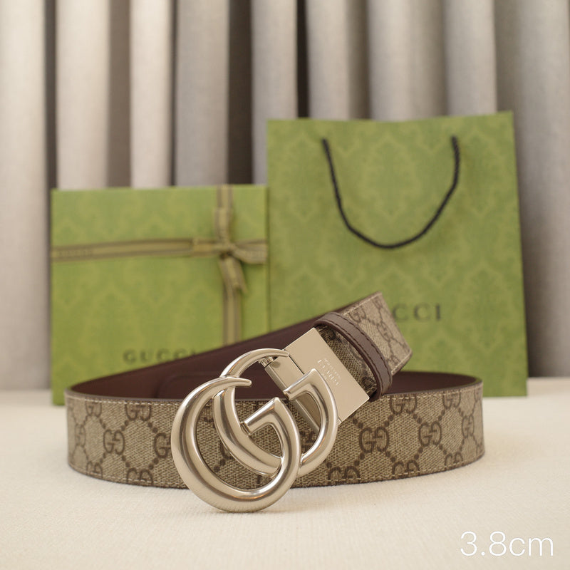 Gucci - 3.8cm G silver belt buckle - Supreme canvas double-sided 3801g