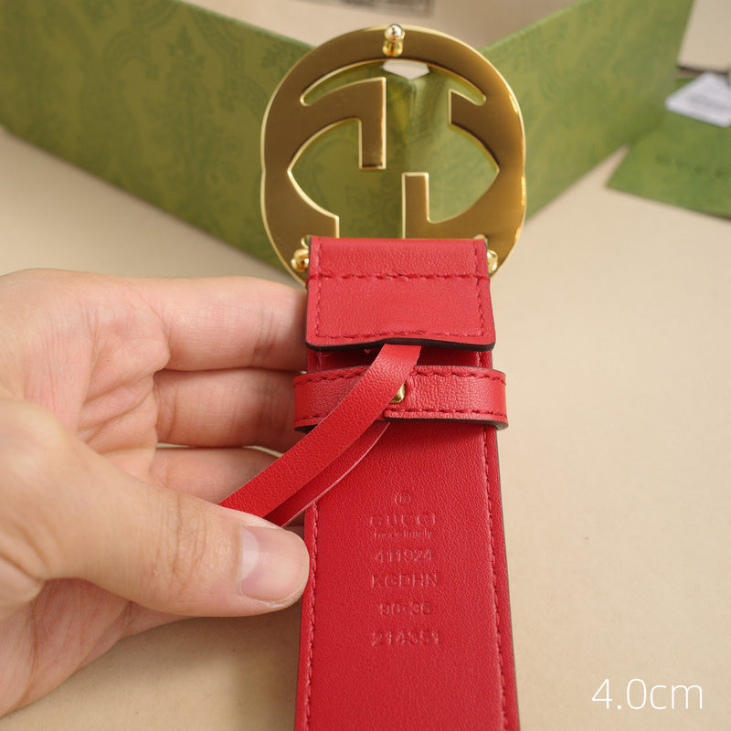 Gucci - 4.0cm pancake - plain weave red leather ZSB4003g