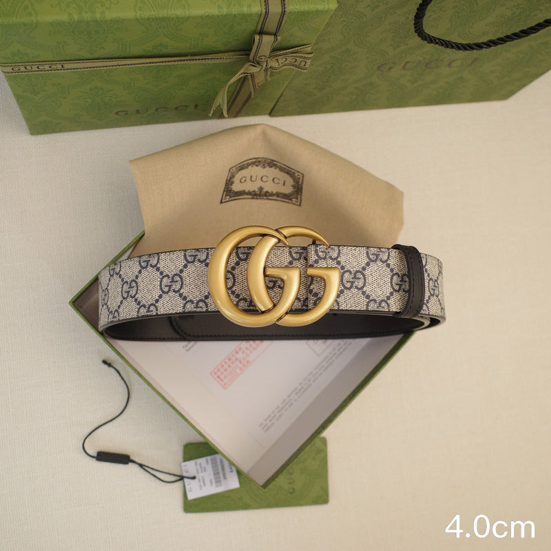 Gucci - 4.0cm G Classic - Supreme Canvas Gold Buckle ZSB4018g