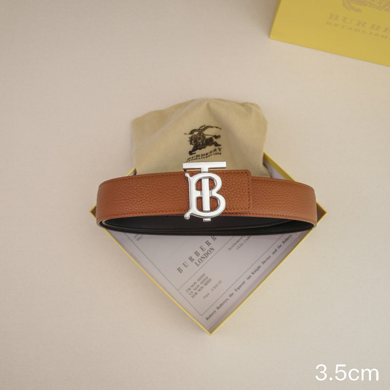 Burberry - 3.4cm - TB Brown lychee grain