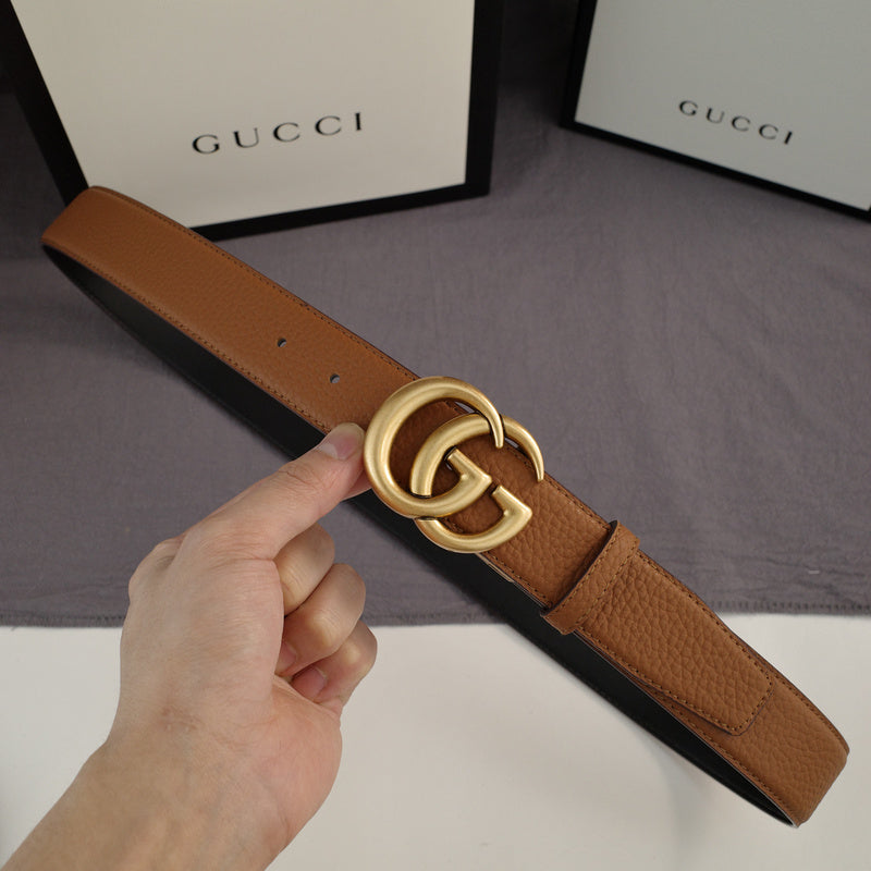 Gucci - Double G turn lock,top layer pebble grain,Brown