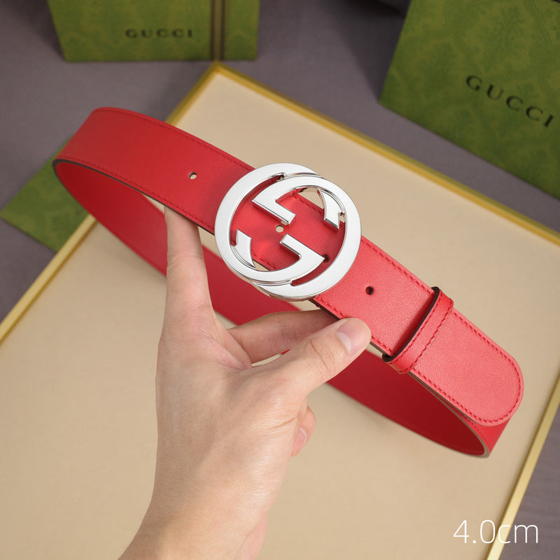 Gucci - 4.0cm pancake - plain weave red leather ZSB4003g