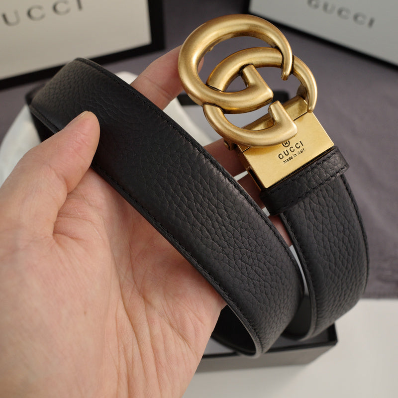Gucci - Double G turn lock,top layer pebble grain,Black