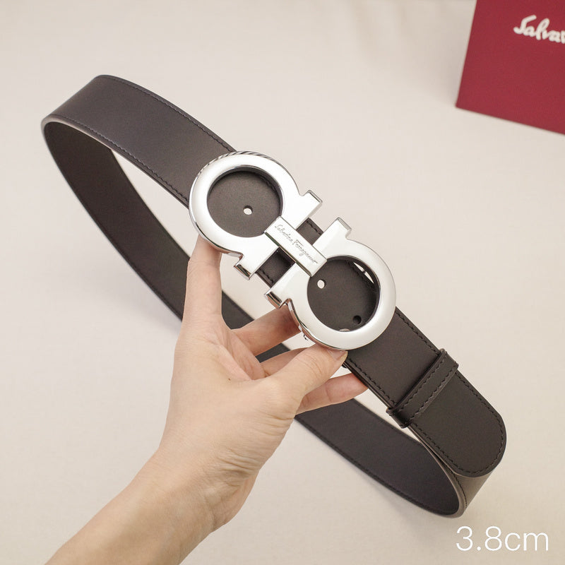 FERRAGAMO - 3.8cm Big 8-sided shape - Plain edge plain weave