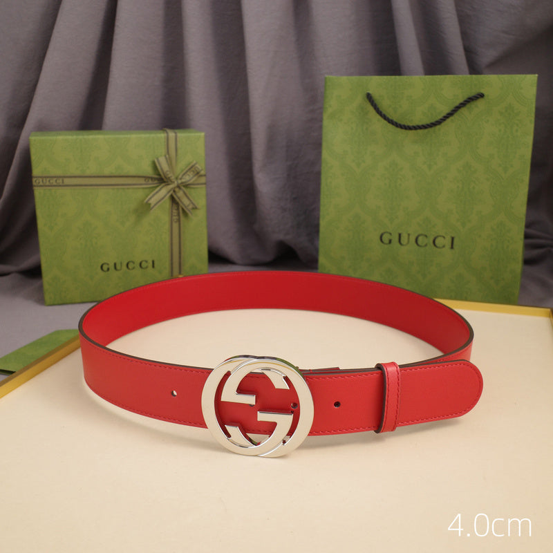 Gucci - 4.0cm pancake - plain weave red leather ZSB4003g