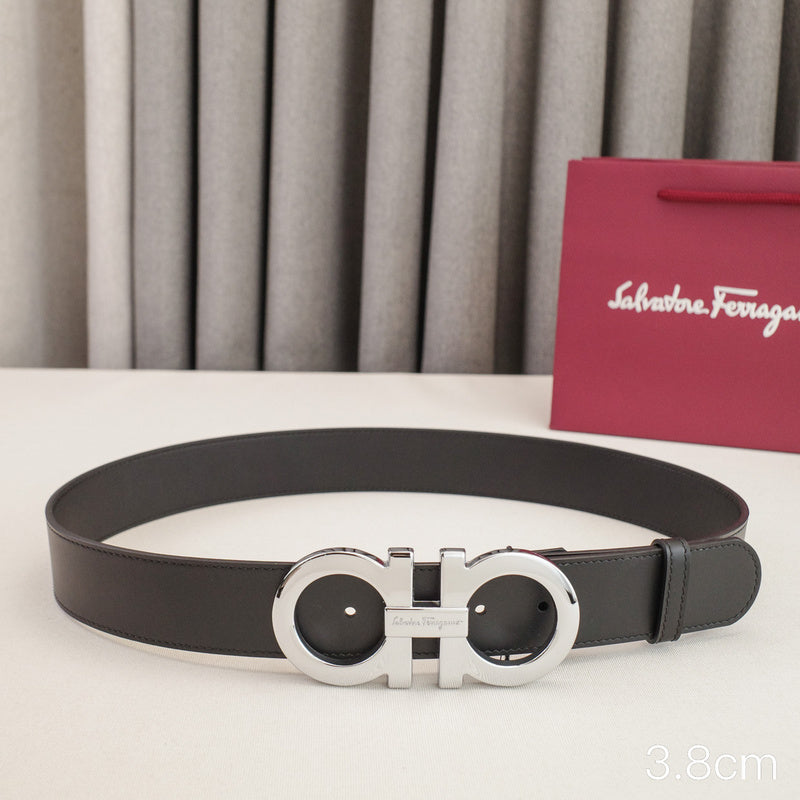 FERRAGAMO - 3.8cm Big 8-sided shape - Plain edge plain weave