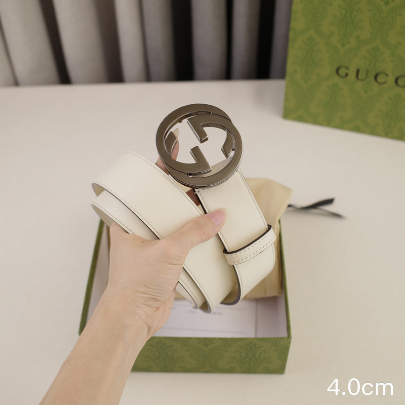 Gucci - 4.0cm pancake - plain weave white leather ZSB4003g