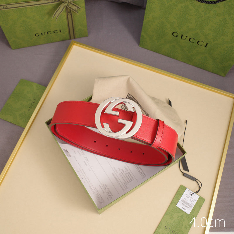 Gucci - 4.0cm pancake - plain weave red leather ZSB4003g