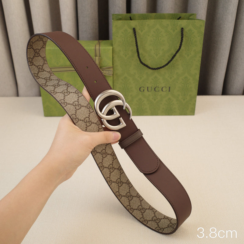 Gucci - 3.8cm G silver belt buckle - Supreme canvas double-sided 3801g