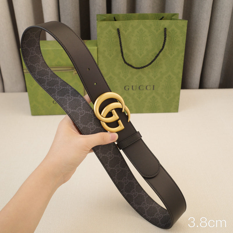 Gucci - 3.8cm G Golden belt buckle - Supreme canvas double-sided 3801g