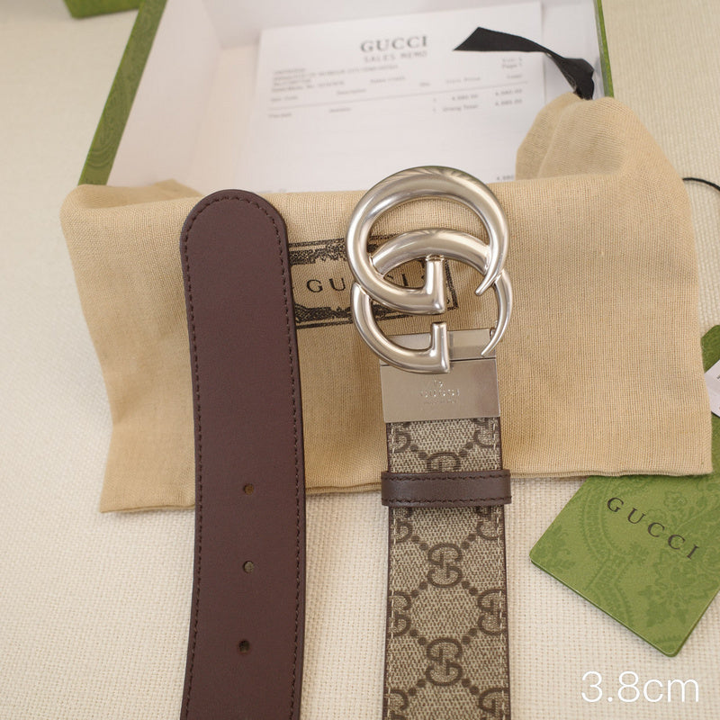 Gucci - 3.8cm G silver belt buckle - Supreme canvas double-sided 3801g