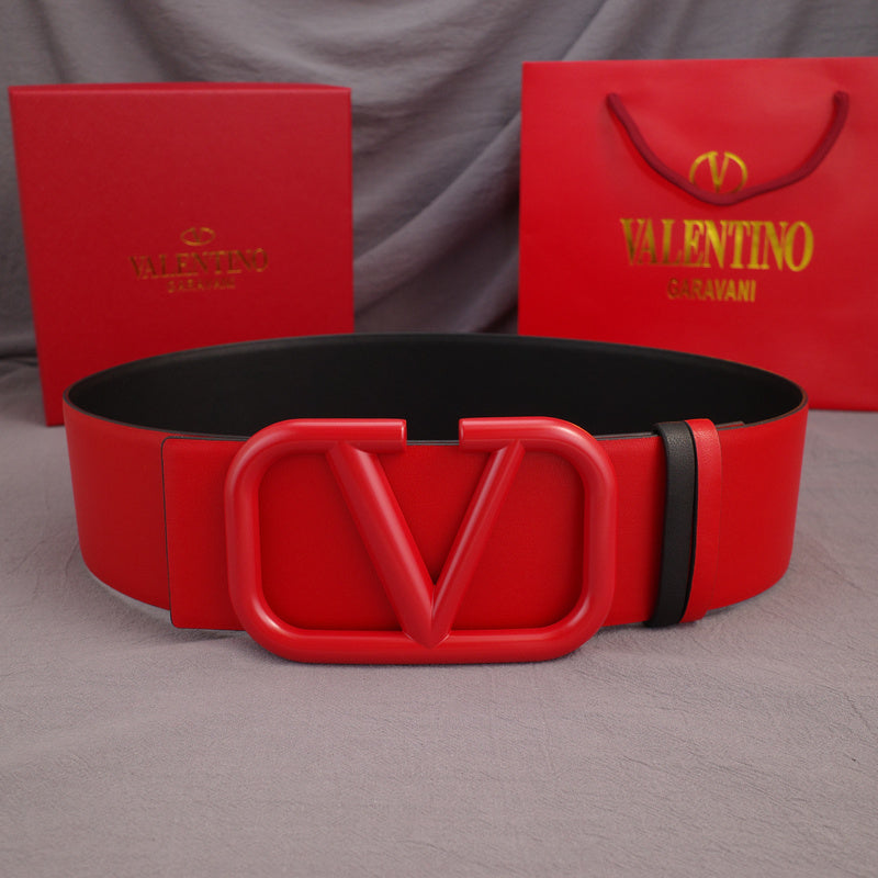 Valentino - Big V button - 7.0cm red belt buckle