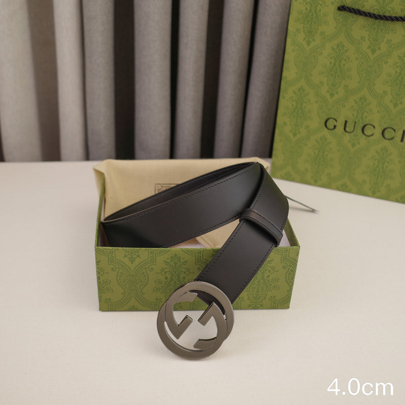 Gucci - 4.0cm pancake - plain weave black leather ZSB4003g