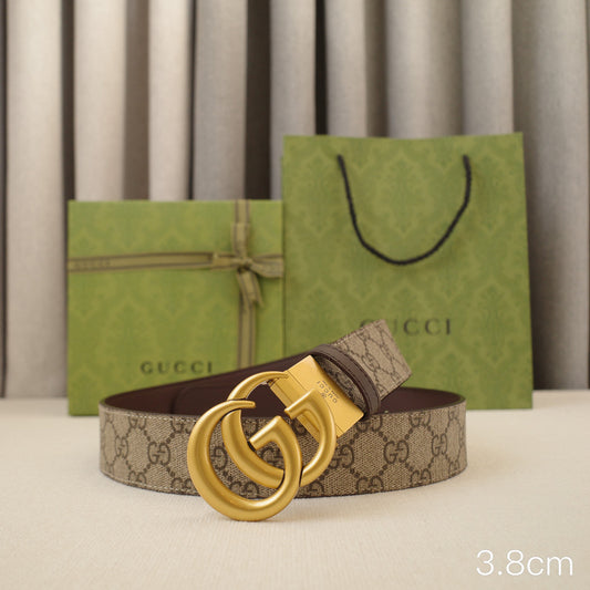 Gucci - 3.8cm G   Golden belt buckle - Supreme canvas double-sided  3801g