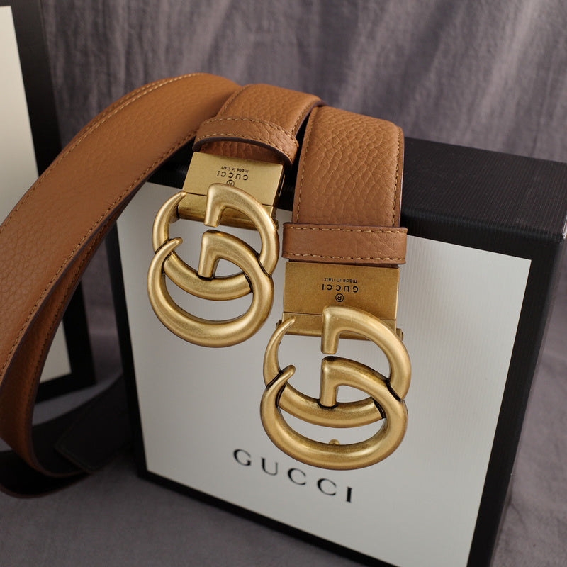 Gucci - Double G turn lock,top layer pebble grain,Brown