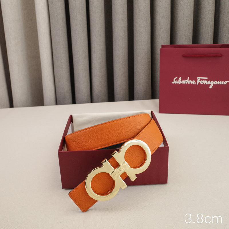 FERRAGAMO - 3.8cm Large 8-letter goldon button with lychee grain