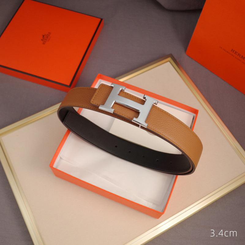 Hermes - 3.8/3.4/2.4cm classic H-lychee pattern silver black Buckle 3801h / 3401h / 2401h