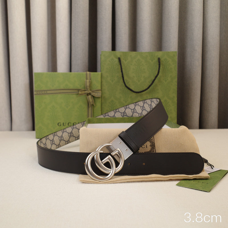Gucci - 3.8cm G silver belt buckle - Supreme canvas double-sided 3801g