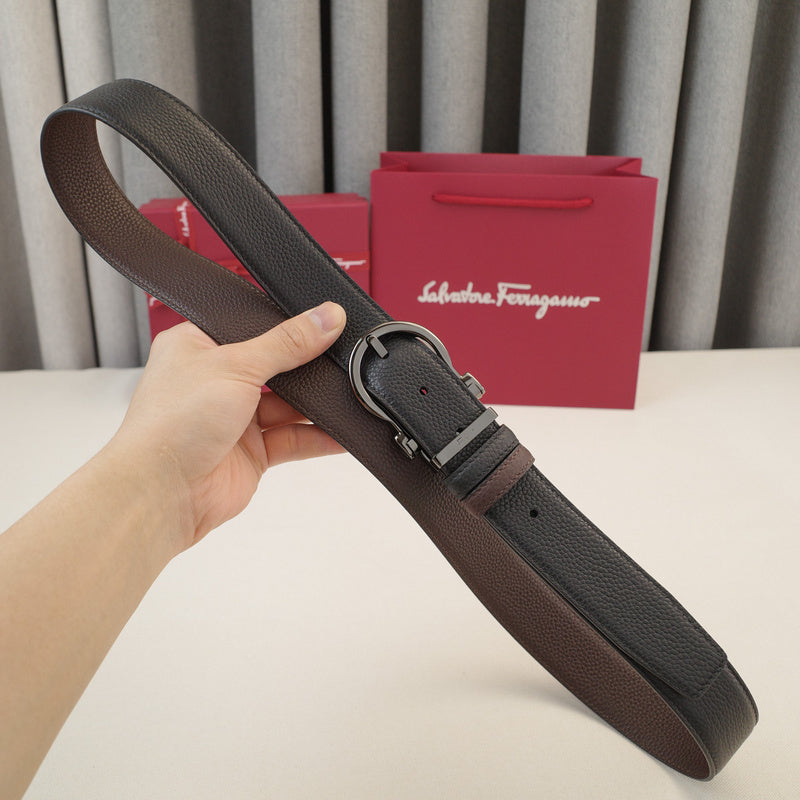 FERRAGAMO - 3.5cm Dragon fruit grain oblique edge