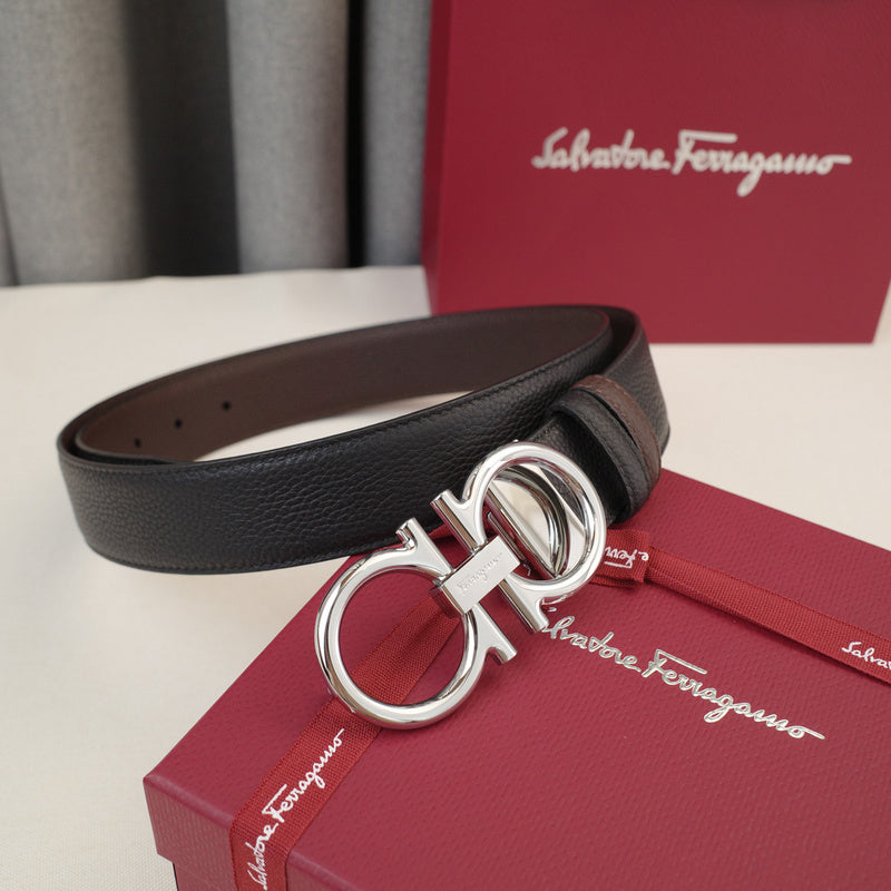 FERRAGAMO - 3.5cm Lychee pattern oblique tail with a figure 8 3829f