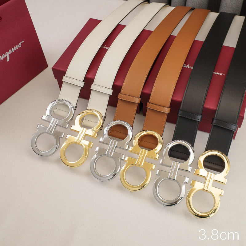 FERRAGAMO - 3.8cm Big 8-sided shape - Plain edge plain weave