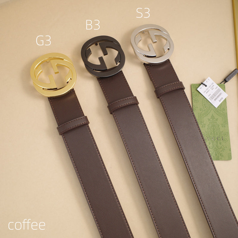 Gucci - 4.0cm pancake - plain weave coffee leather ZSB4003g