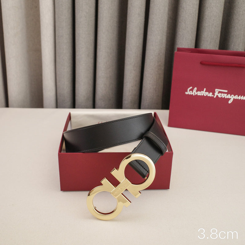 FERRAGAMO - 3.8cm Big 8-sided shape - Plain edge plain weave