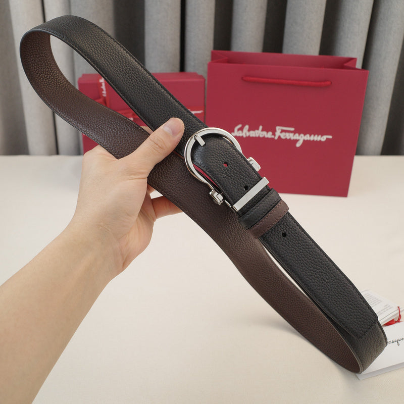 FERRAGAMO - 3.5cm Dragon fruit grain oblique edge