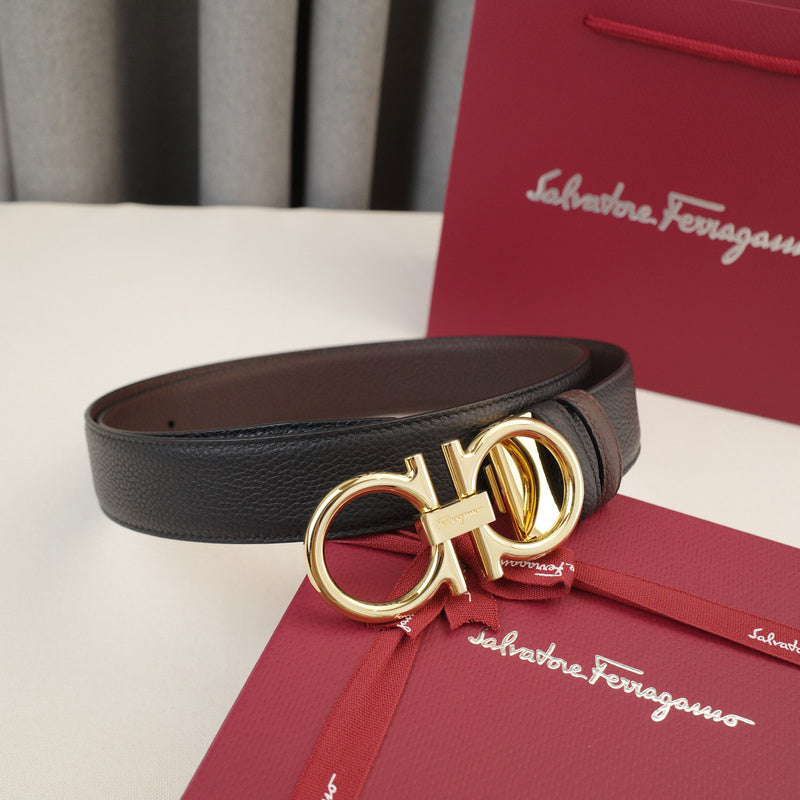 FERRAGAMO - 3.5cm Lychee pattern oblique tail with a figure 8 3829f