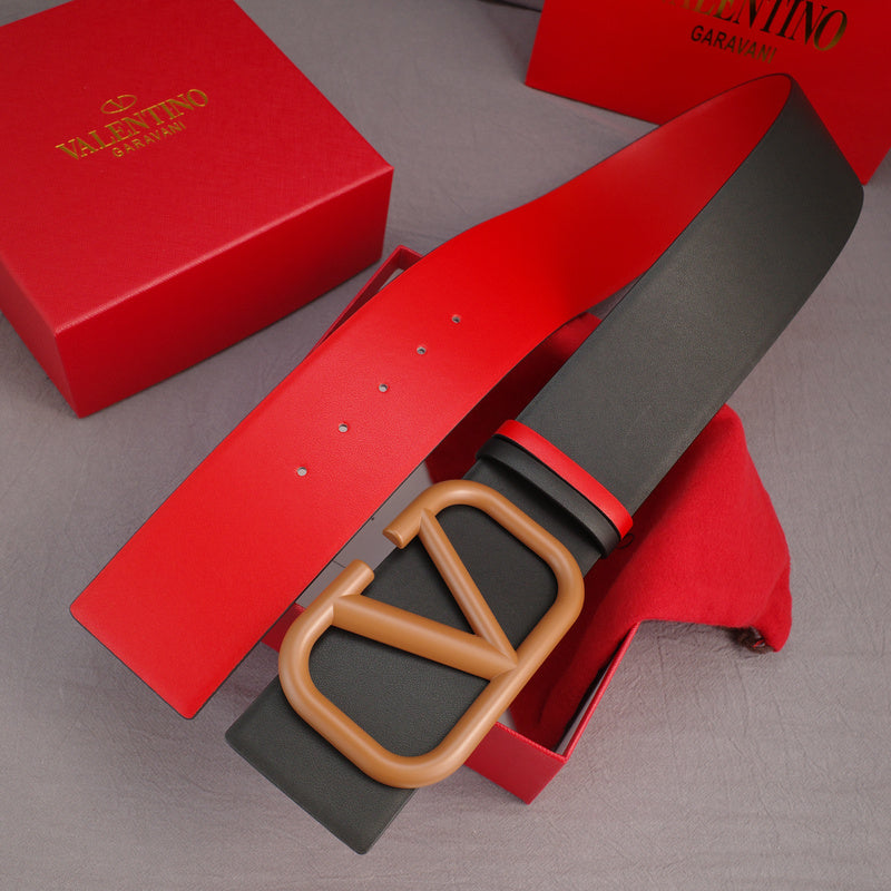 Valentino - Big V button - 7.0cm brown buckle