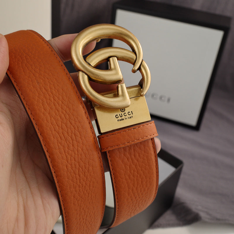 Gucci - Double G turn lock,top layer pebble grain,orange ZSB3803g