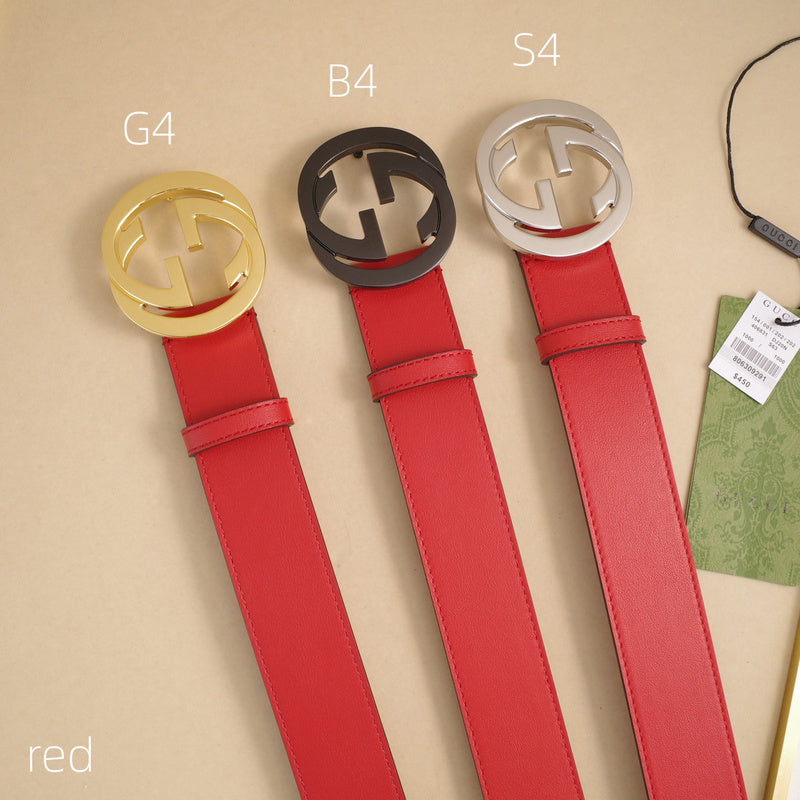 Gucci - 4.0cm pancake - plain weave red leather ZSB4003g