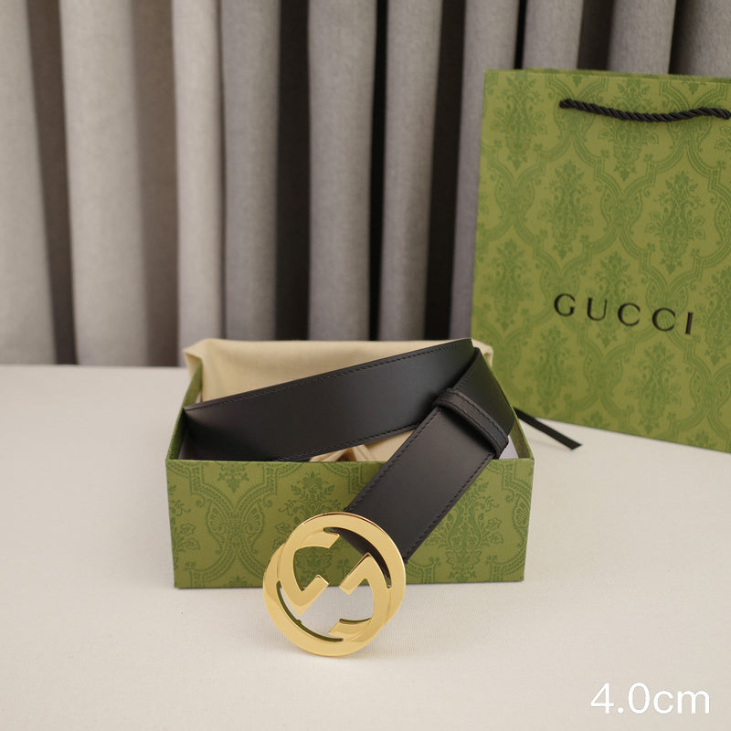 Gucci - 4.0cm pancake - plain weave black leather ZSB4003g