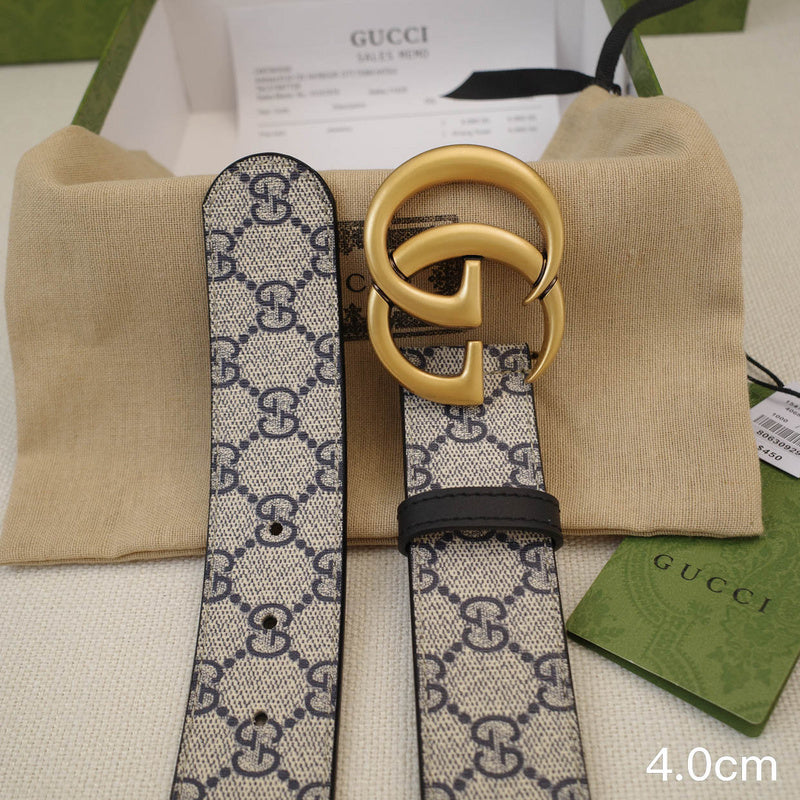 Gucci - 4.0cm G Classic - Supreme Canvas Gold Buckle ZSB4018g