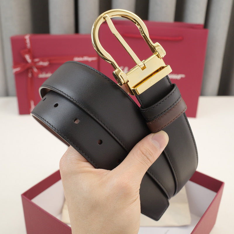 FERRAGAMO - 3.5cm Leopard print slant edge 3807f