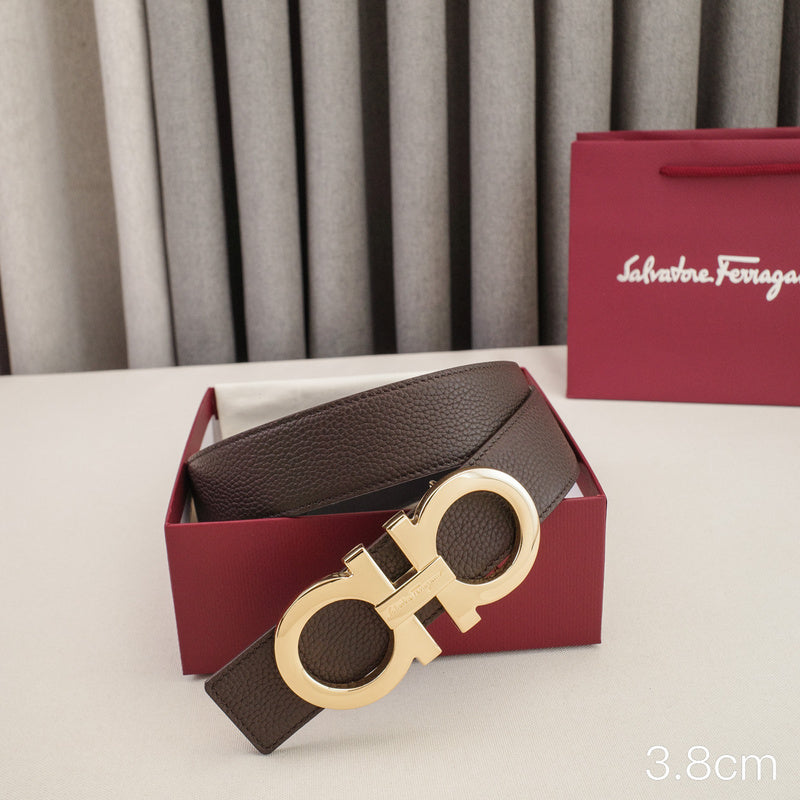FERRAGAMO - 3.8cm Large 8-letter goldon button with lychee grain