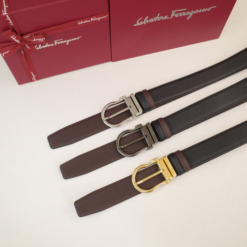 FERRAGAMO - 3.5cm Dragon fruit grain oblique edge
