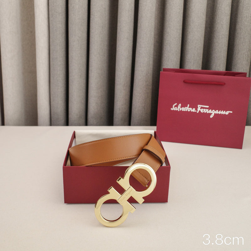 FERRAGAMO - 3.8cm Big 8-sided shape - Plain edge plain weave