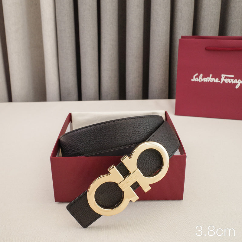 FERRAGAMO - 3.8cm Large 8-letter goldon button with lychee grain