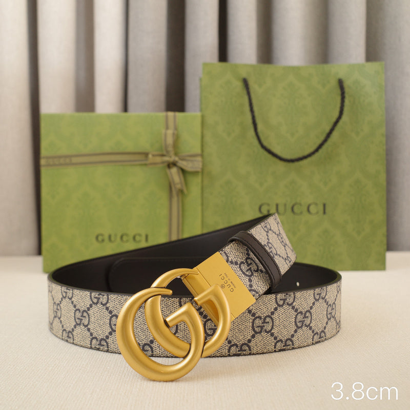 Gucci - 3.8cm G Golden belt buckle - Supreme canvas double-sided 3801g