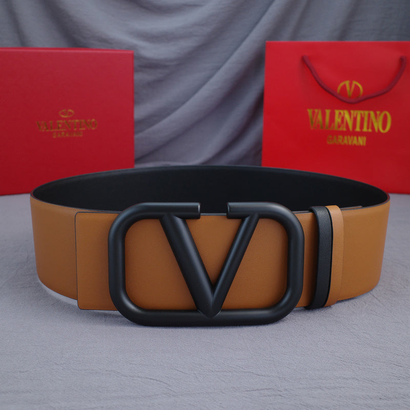 Valentino - Big V button - 7.0cm black belt buckle