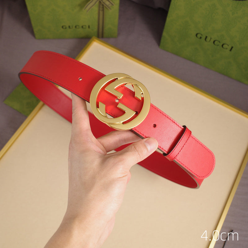 Gucci - 4.0cm pancake - plain weave red leather ZSB4003g
