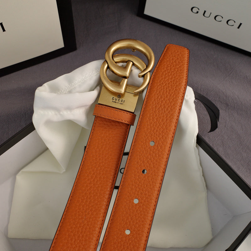 Gucci - Double G turn lock,top layer pebble grain,orange ZSB3803g